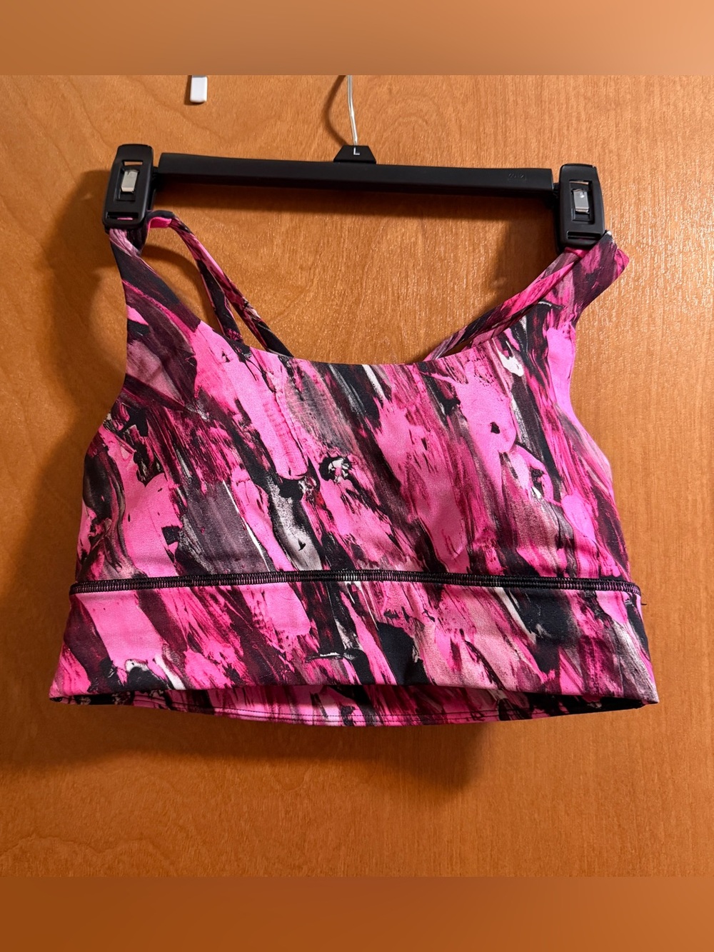 lululemon athletica Pink and Black Marble-Print Sports Bra